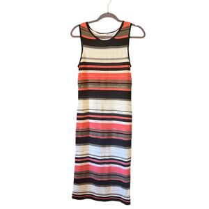 New York & Company Stripe Crochet Midi Dress - Size Medium
